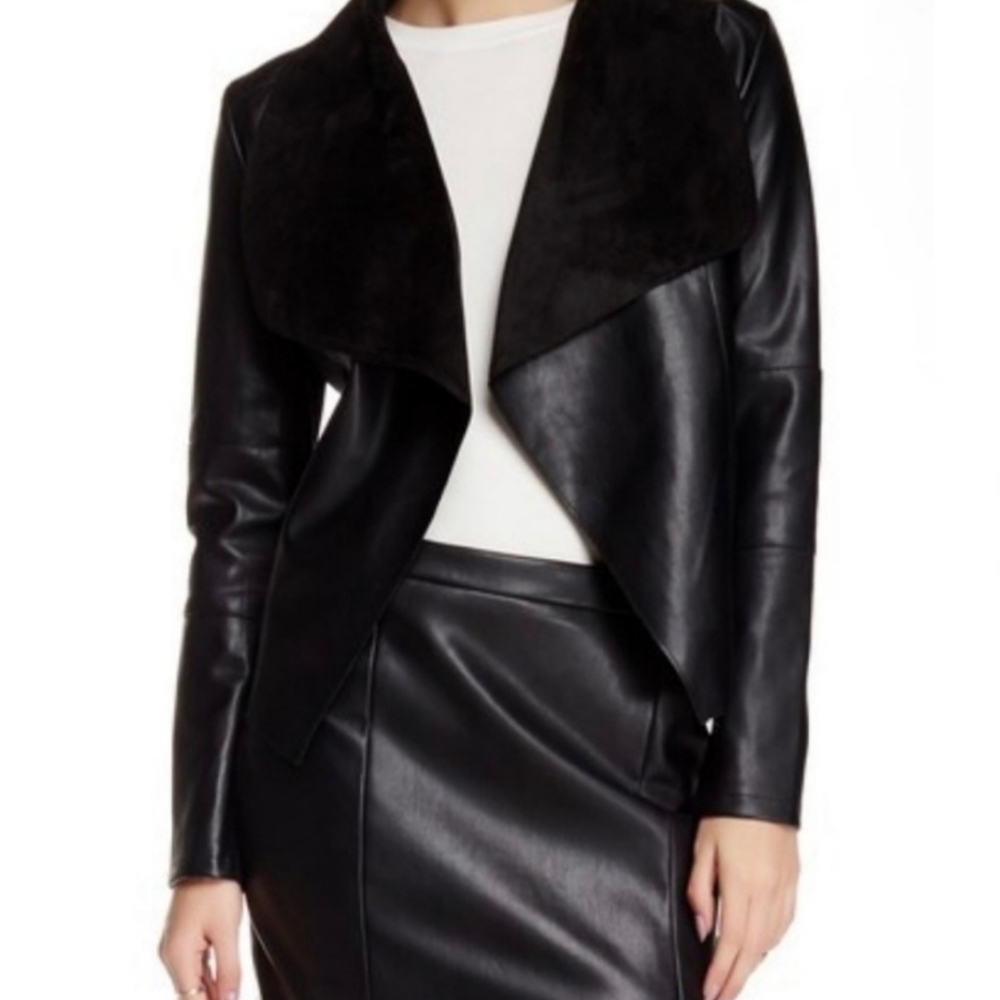 NWOT Bagatella Drape Faux Leather & Suede Jacket